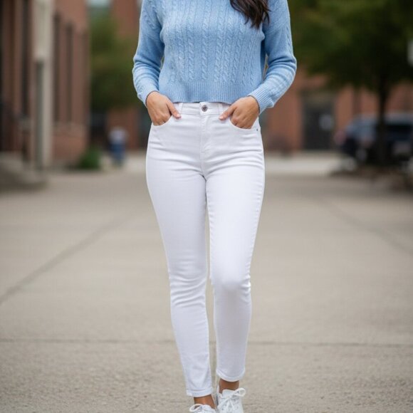 American Eagle Outfitters Denim - 271. American Eagle White Super High-Rise Jegging | Stretch Skinny Jeans Large